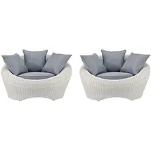 vente-unique Gartensessel 2er-Set Loungemöbel Elfenbeinweiß