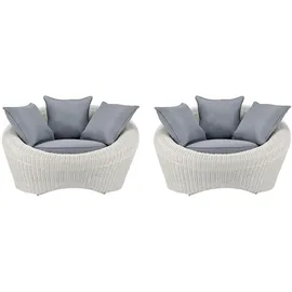 vente-unique Gartensessel 2er-Set Loungemöbel Elfenbeinweiß