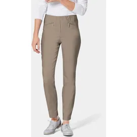 GOLDNER Kurzgröße: Schlupfhose LOUISA mit Steppnähten in taupe | Gr.: 22
