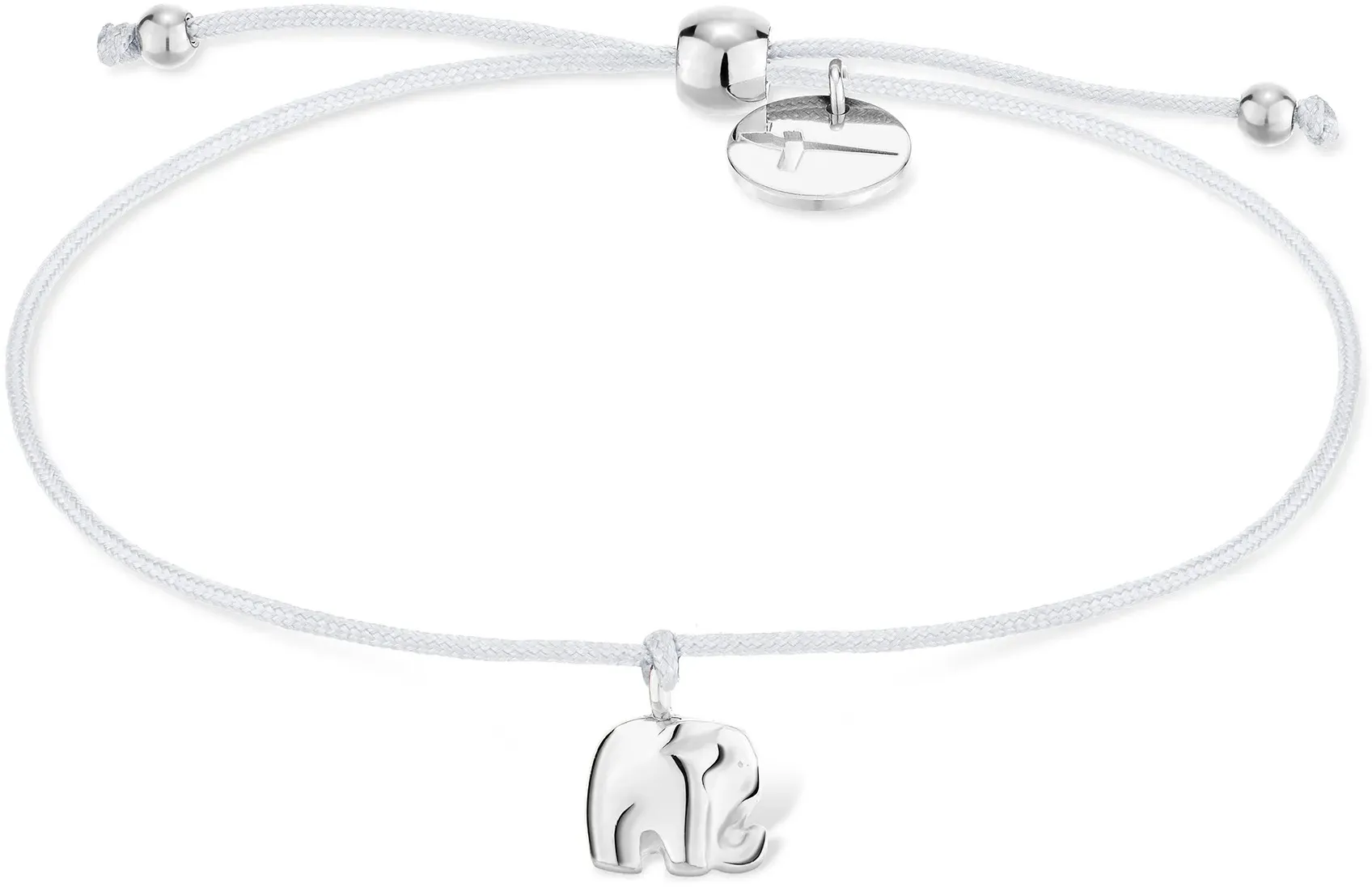 Armband TAMARIS "Schmuck Geschenk Edelstahl Textil Armkette Little Elephant", bunt (silberfarben, weiß), Armbänder, Damen, 24cm, Edelstahl Textil, Edelstahl, Textil