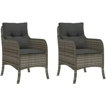 vidaXL Gartenstühle mit Kissen 2 Stk. Grau Poly Rattan