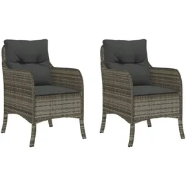 vidaXL Gartenstühle mit Kissen 2 Stk. Grau Poly Rattan