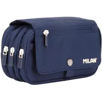 Milan MILAN® Federmäppchen mit 4 Reißverschlüssen mit Klappe, 1918, Blau