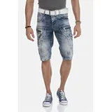 Cipo & Baxx Jeansbermudas CIPO & BAXX "Bermuda & Short", Herren, Gr. 36, Normalgrößen, blau, 100% Baumwolle, unifarben, regular fit kurz, Jeans, mit Applikationen und Ziernähten, CK101