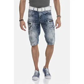 Cipo & Baxx Jeansbermudas CIPO & BAXX "Bermuda & Short", Herren, Gr. 36, Normalgrößen, blau, 100% Baumwolle, unifarben, regular fit kurz, Jeans, mit Applikationen und Ziernähten, CK101