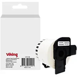 Viking Etikettenrolle Kompatibel mit Brother DK-22205 WB-BRRLD22205-WT Zum Ankleben Schwarz auf Weiß 62 x 90 mm Thermodruck
