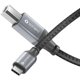 Sonero USB-C auf USB-B 1 m Grau/Schwarz