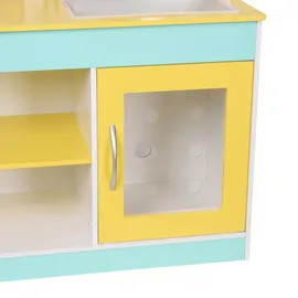 Teamson Kids Little Helper Holzhaustierspielständer Pretend Vet Clinic Spielzeugset für Katzen- und Hundespielzeug mit 19 Rollenspielzubehör Grün/Gelb TD-13636A