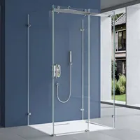 doporro U-Form Duschkabine 80x100x195cm Duschabtrennung mit Schiebetür ESG-Sicherheitsglas Klarglas 4-Punktbefestigung inkl. beidseitiger Easy-Cle... - Transparent