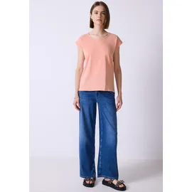 street one studio STREET ONE STUDIO, Damen, Gr. 36, pink (dusty pink), Web, 100% Baumwolle, unifarben, normal normal, Rundhals, Bündchen, Shirts T-Shirt, aus reiner Baumwolle