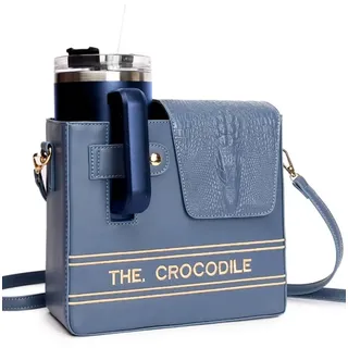 Stanley Cup Tasche Stanley Cup ZubehöR Purse für Stanley Trinkflasche Stanley Cup Accessories Crossbody Bag Handtasche für Stanley Cup Tragetasche (Krokodilleder-Blau-b)
