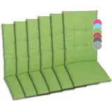 GO-DE Textil Bequeme und attraktive Polsterauflagen für Hochlehner-Gartenstühle (6er-Set, Uni grün, Hochlehner)