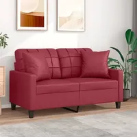 vidaXL 2-Sitzer-Sofa mit Zierkissen Weinrot 120 cm Kunstleder
