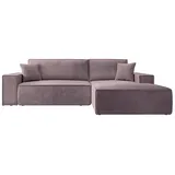 Selsey Sofa Ecksofa Eckcouch Schlafsofa Couch Mit Schlaffunktion und Bettkasten, Ottomane Rechts Cordbezug in Rosa