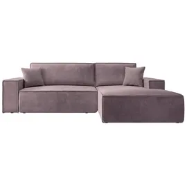 Selsey Sofa Ecksofa Eckcouch Schlafsofa Couch Mit Schlaffunktion und Bettkasten, Ottomane Rechts Cordbezug in Rosa