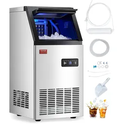 VEVOR Kommerzieller Eisbereiter Freistehender Eismaschine 49,9kg/Tag LED Anzeige