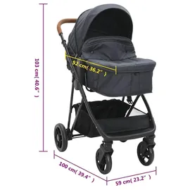 vidaXL Ifigania 2-in-1 Grau/Schwarz