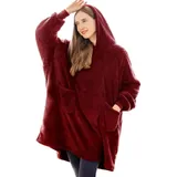 Aisbo Hoodie Decke mit Ärmeln Erwachsene - Oversized Kuscheldecke mit Ärmel und Kapuze Decke zum Anziehen, Wearable Blanket Hoodie Tragbare Decke mit Armen, Rot 95x85cm als Geschenke für Frauen