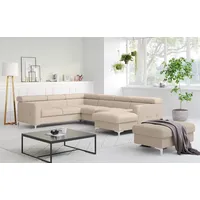 Cotta Wohnlandschaft »Sammy U-Form«, mit Kopfteilverstellung, optional mit Bettfunktion und Bettkasten, beige