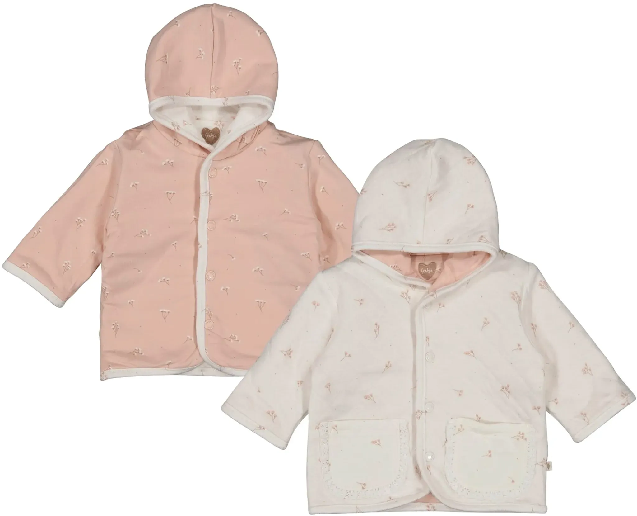 Feetje Wendejacke mit Kapuze Blumen gequiltet, natur | rosa, 62