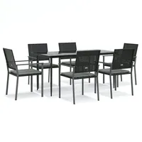 VidaXL 7-tlg. Garten-Essgruppe mit Kissen Poly Rattan und Stahl