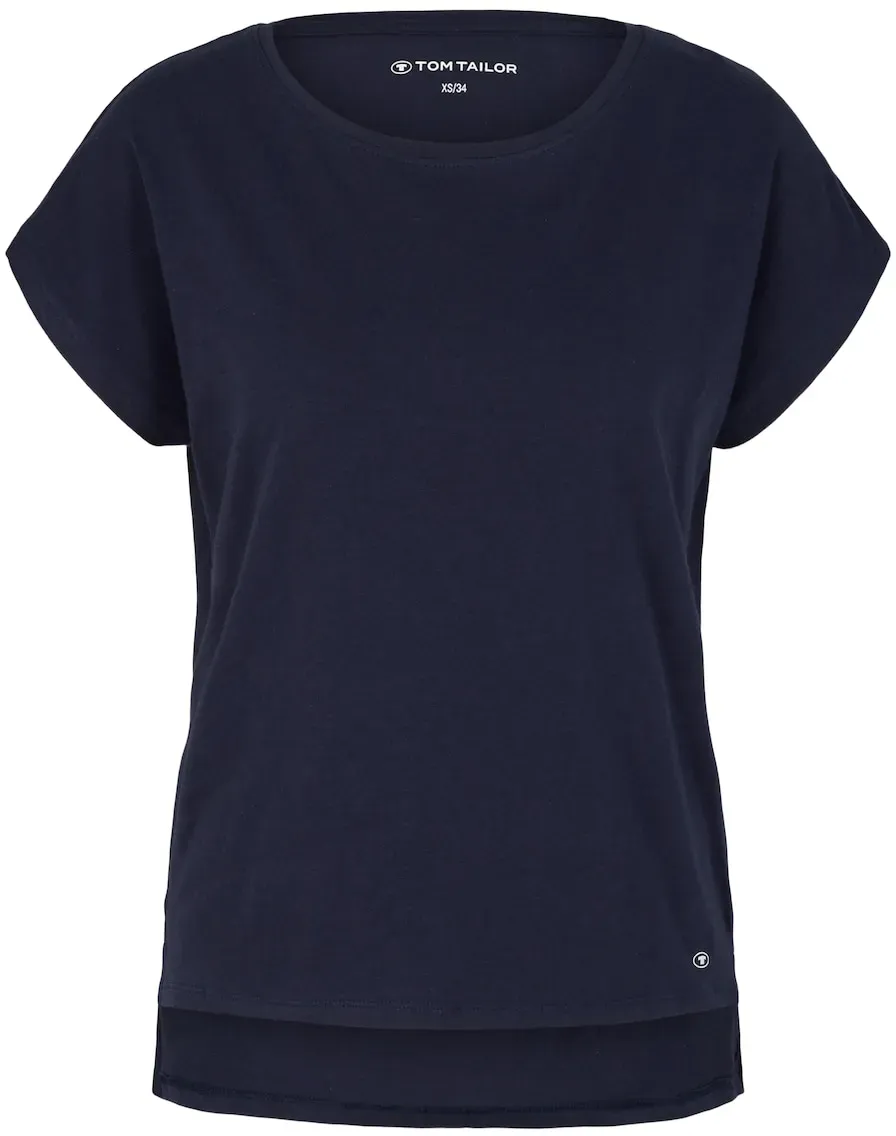 TOM TAILOR Damen T-Shirt mit Logo-Print, blau, Logo Print, Gr. 34