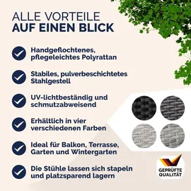 CASARIA Gartenstuhl 56 x 60 x 90 cm grau 4 St.
