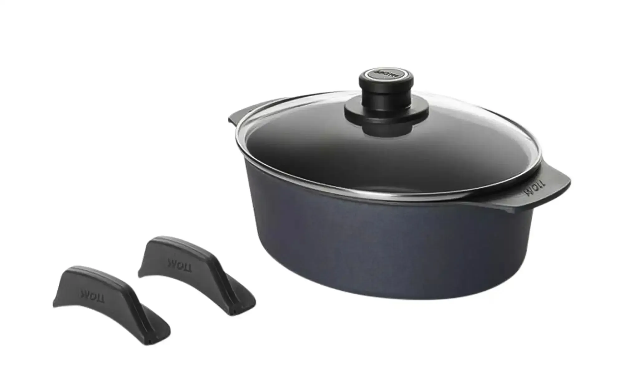 WOLL Gussbräter mit Glasdeckel und Silikongriffen  Diamond Lite ¦ schwarz ¦ Aluminium-Guss ¦ Maße (cm): B: 22 H: 12
