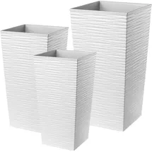 Kadax Blumentopf Set, Blumenkübel aus Kunststoff, "Tuluza", Innen- und Außenbereich, Weiß, 3er Set XXL – Weiß