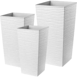 Kadax Blumentopf Set, Blumenkübel aus Kunststoff, "Tuluza", Innen- und Außenbereich, Weiß, 3er Set XXL – Weiß