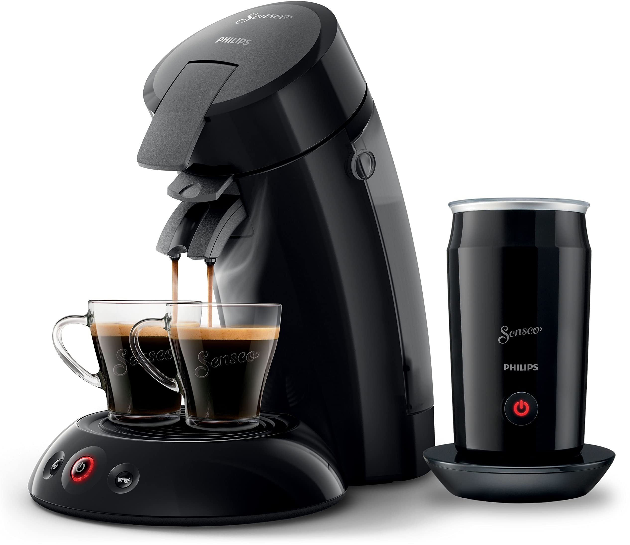 Philips Domestic Appliances Senseo Original Kaffeepadmaschine Mit Milchaufschäumer - Kaffee Boost Und Crema Plus Technologie, 0.7 Liters, Schwarz, (HD6553/65)