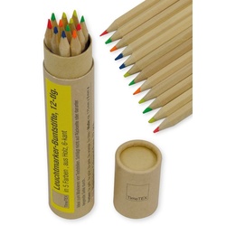 TimeTEX Marker Leuchtmarker-Buntstifte aus Holz, sechskant, 12-tlg. in 5 Farben, (12-tlg) bunt|orange