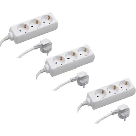 Meister Craft Meister Steckdosenleiste 3-fach - 3er Set - 3 m Kabel - weiß - IP20 Innenbereich / Steckerleiste / Mehrfachsteckdose / Tischsteckdose / Tido 3-Fach / 7430800