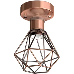 ledscom.de Vintage E27 Deckenleuchte RETRA, bronze, Käfig-Schirm, bronze