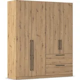 Kleiderschrank RAUCH "Drehtürenschrank Schrank Garderobe Wäscheschrank Schlafzimmer AVOLA", braun (eiche artisan), B:181cm H:197cm T:54cm, Holzwerkstoff, Schränke, Kleiderschrank, mit hochwertigen Stangengriffen aus Metall in Schwarz MADE IN GERMANY