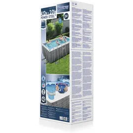BESTWAY Power Steel Frame Pool Set 412 x 201 x 122 cm inkl. Filterpumpe grau Rattanoptik