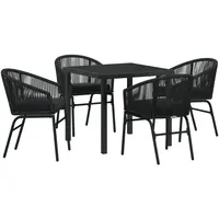 VidaXL 5-teiliges Garten-Essset Schwarz Poly-Rattan