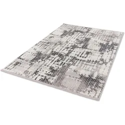 Teppich ASTRA "Vercelli 236 Kurzflorteppich", grau (anthrazit, creme), B:160cm H:9mm L:230cm, Kunstfaser, Teppiche, Fransenteppich, wollig weiche Oberfläche, mit Fransen, 3-D Effekt, Wohnzimmer
