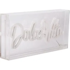 NÄVE LED Dekolicht "DOLCE VITA", transparent, 1, H: 15cm, 1 Stk., Leuchten, Schriftzug beleuchtet blau rot, Tisch- Wandfunktion, transparent, USB