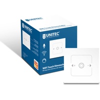 Unitec WiFi Touch Dimmer, Steuerung über Smartphone, Tablet oder Knopfdruck, Touch-Funktion, mit Zeitprogrammen, integrierte Beleuchtung, weiß