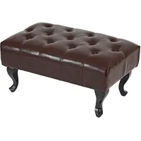 Mendler Ottomane Chesterfield, Sitzhocker Fußablage Hocker, Kunstleder 39x77x47cm ~ antik-braun