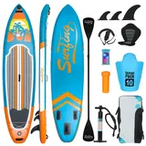 Puluomis SUP Board mit Sitz 335cm, Stand Up Paddle Boards Set, Paddling Paddelboard Surfbrett Aufblasbar, Pumpe Tragetasche, MB. bis 150Kg Orange Blau - Blau/Orange