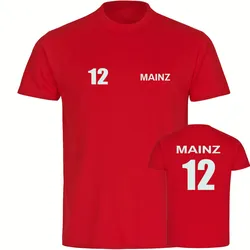 multifanshop Kinder T-Shirt - Mainz - Trikot Nummer 12 - Druck weiß - Kind