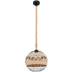 Kugel Decken Pendel Leuchte DIMMBAR Hanfseil Lampe FERNBEDIENUNG im Set inkl. RGB LED Leuchtmittel