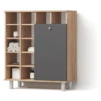 Livinity® Badschrank, Anthrazit, 13 Fächer, 1 Schubladen, Rechteckig, 78.4x91.6x34