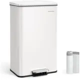 Songmics Mülleimer Küche, 40 Liter Tretmülleimer, weiß