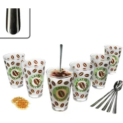 12tlg Latte Macchiato Set - 6x CREMONA Gläser grün + 6x STYLE ART Latte Macchiato Löffel - 0806182 & 747-310