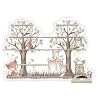 Farbklecks-Collection Tonie Regal Tierische Freunde 2, Wandregal für bis zu 50 Hörfiguren, Maße 6 x 67 x 46 cm, mit speziellem Ablagefach kompatibel mit Toniebox, handgefertigt in Deutschland