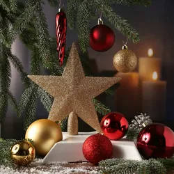Weihnachtskugeln mit Stern Baumspitze Christbaumkugeln bruchfest 33er Set