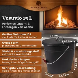 black-oak Ascheeimer Vesuvio Metall 15L schwarz
